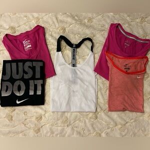 Nike LOT!!! Stretch! Black, White, Pink, Orange! Women's DRI FIT, 5 Tops